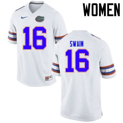 Women's Florida Gators #16 Freddie Swain NCAA Nike White Authentic Stitched College Football Jersey POT5662UV